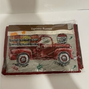 Connie & Randy Perfect Harvest Tapestry Runner Vintage Truck Hauling Pumpkins